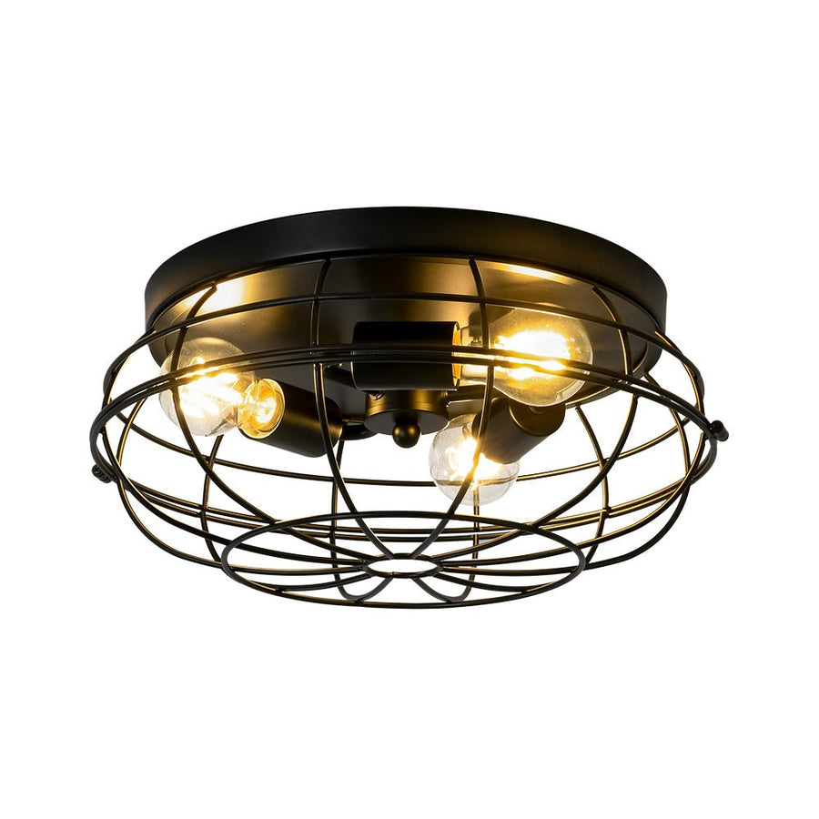 Farmhouze Light - Industrial 3 - Light Black Wire Guard Cage Ceiling Light - Ceiling Light - Black - 