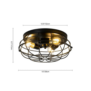 Farmhouze Light - Industrial 3 - Light Black Wire Guard Cage Ceiling Light - Ceiling Light - Black - 