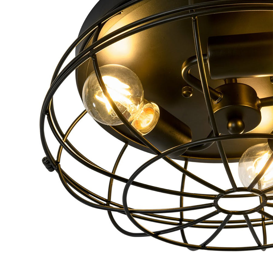 Farmhouze Light - Industrial 3 - Light Black Wire Guard Cage Ceiling Light - Ceiling Light - Black - 