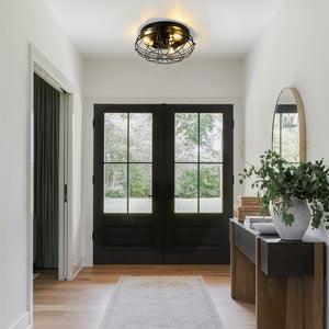 Farmhouze Light - Industrial 3 - Light Black Wire Guard Cage Ceiling Light - Ceiling Light - Black - 