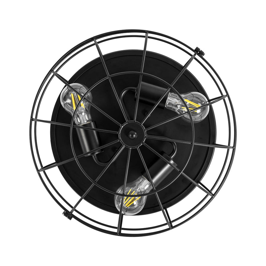 Farmhouze Light - Industrial 3 - Light Black Wire Guard Cage Ceiling Light - Ceiling Light - Black - 