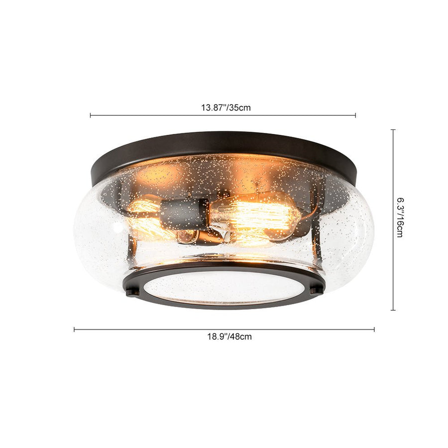 Farmhouze Light - Industrial 3 - Light Seeded Glass Shade Flush Mount Light - Ceiling Light - Oil - Rubbed Bronze - 