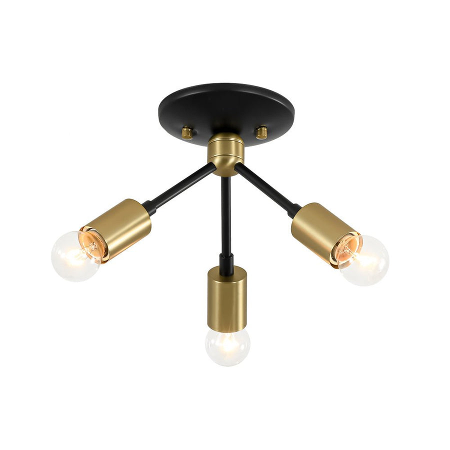 Farmhouze Light - Industrial 3 - Light Semi Flush Sputnik Ceiling Light - Ceiling Light - Black - 