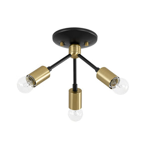 Farmhouze Light - Industrial 3 - Light Semi Flush Sputnik Ceiling Light - Ceiling Light - Black - 