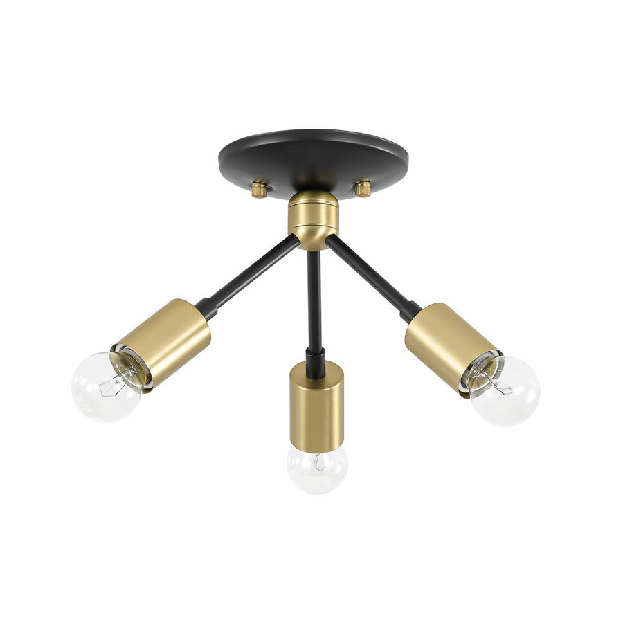 Farmhouze Light - Industrial 3 - Light Semi Flush Sputnik Ceiling Light - Ceiling Light - Black - 