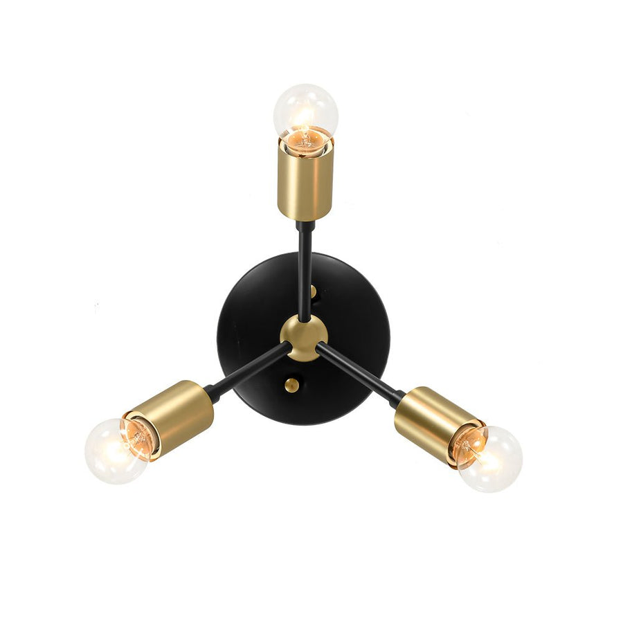 Farmhouze Light - Industrial 3 - Light Semi Flush Sputnik Ceiling Light - Ceiling Light - Black - 