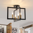 Load image into Gallery viewer, Farmhouze Light-Industrial 4-Light Iron Square Lantern Semi Flush Mount-Ceiling Light-Black Brass-

