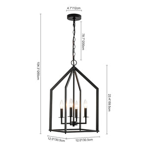 Farmhouze Light - Industrial 4 - Light Matte Black Cage Pendant Light - Pendant - Black - 