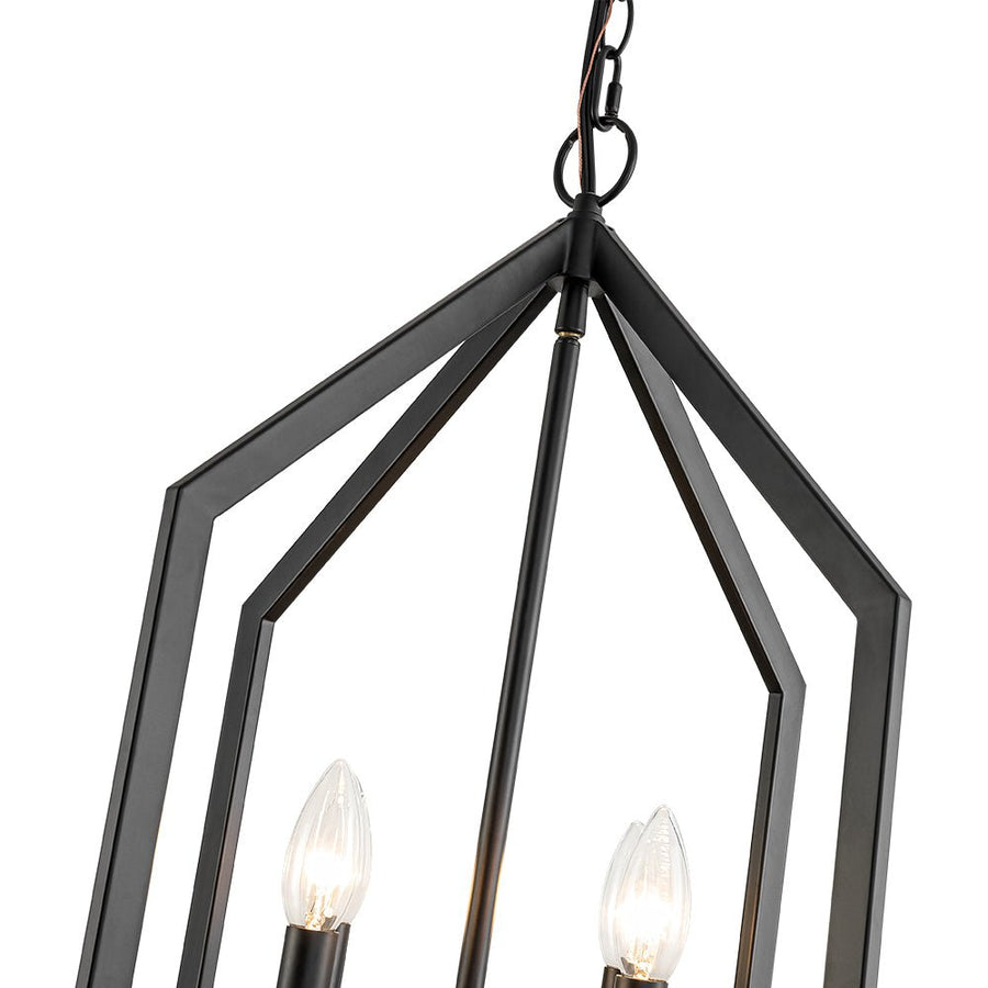 Farmhouze Light - Industrial 4 - Light Matte Black Cage Pendant Light - Pendant - Black - 