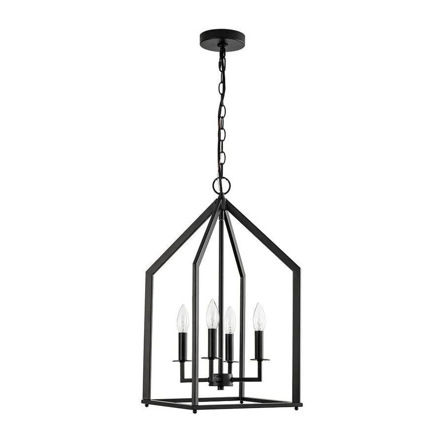 Farmhouze Light - Industrial 4 - Light Matte Black Cage Pendant Light - Pendant - Black - 