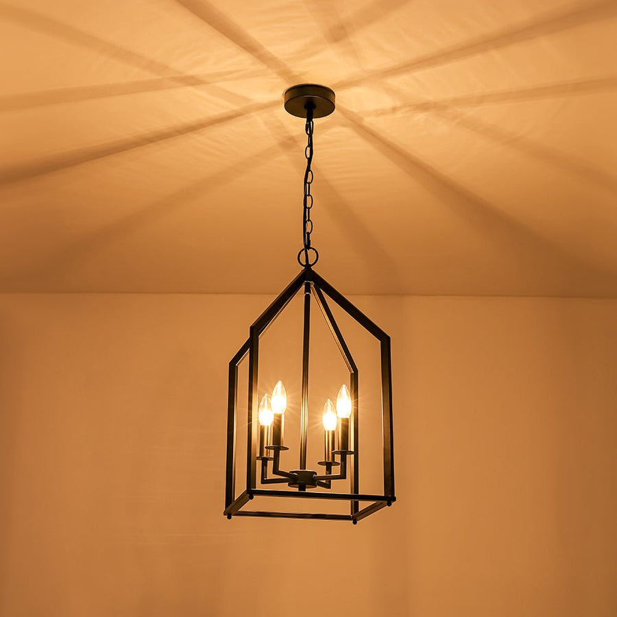 Farmhouze Light - Industrial 4 - Light Matte Black Cage Pendant Light - Pendant - Black - 