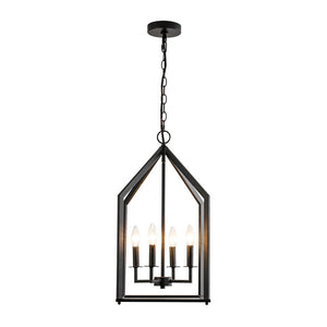 Farmhouze Light - Industrial 4 - Light Matte Black Cage Pendant Light - Pendant - Black - 