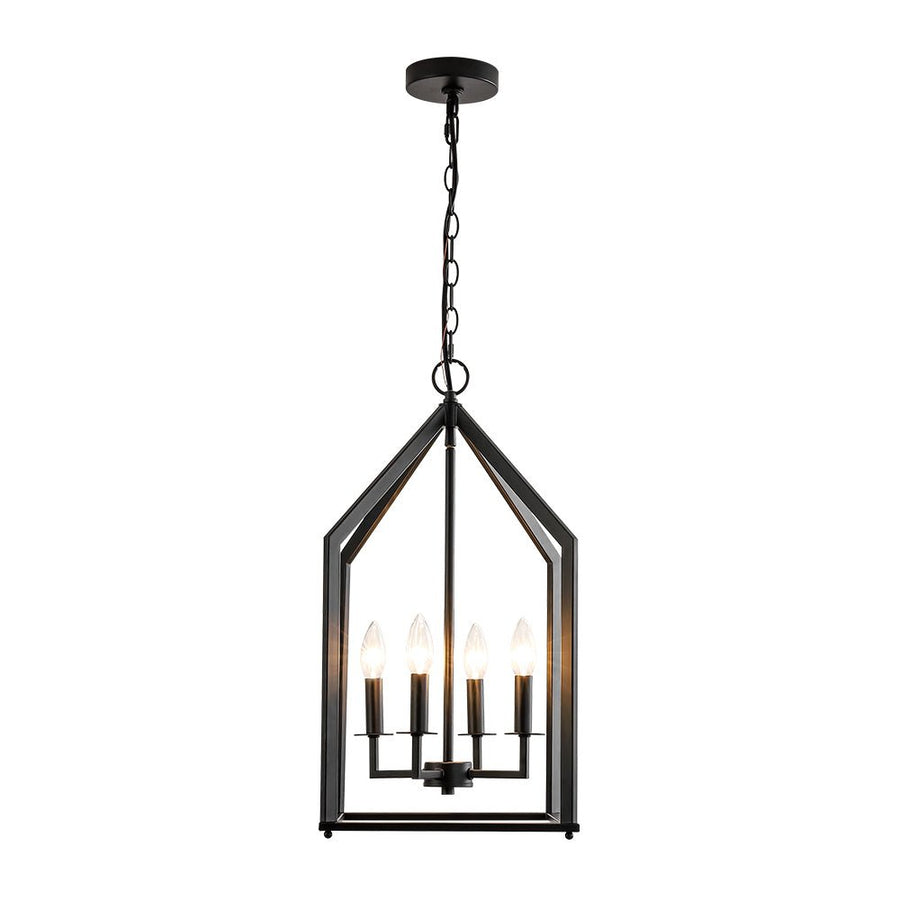 Farmhouze Light - Industrial 4 - Light Matte Black Cage Pendant Light - Pendant - Black - 