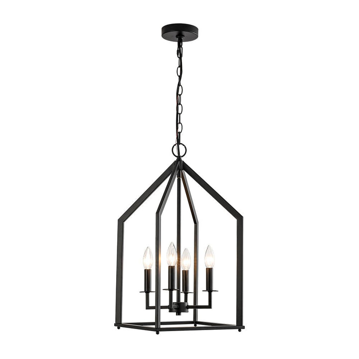 Farmhouze Light - Industrial 4 - Light Matte Black Cage Pendant Light - Pendant - Black - 