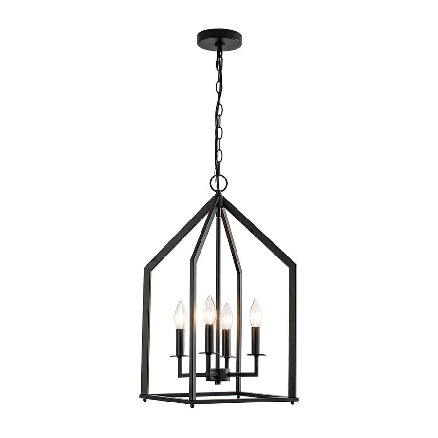 Farmhouze Light - Industrial 4 - Light Matte Black Cage Pendant Light - Pendant - Black - 