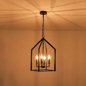 Farmhouze Light - Industrial 4 - Light Matte Black Cage Pendant Light - Pendant - Black - 