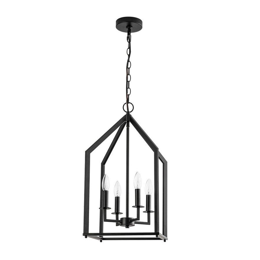 Farmhouze Light - Industrial 4 - Light Matte Black Cage Pendant Light - Pendant - Black - 