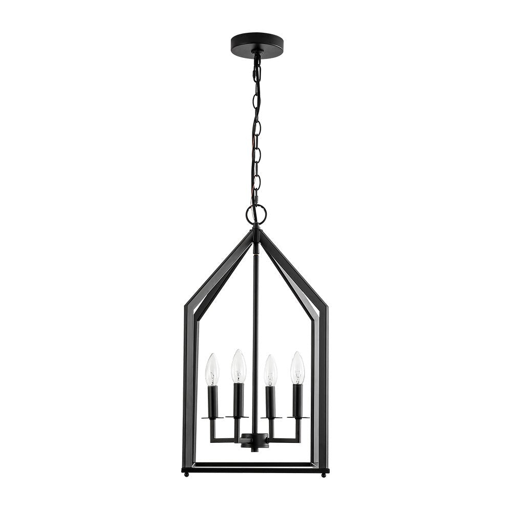Industrial 4-Light Matte Black Cage Pendant Light | Farmhouze Light