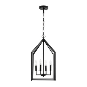 Farmhouze Light - Industrial 4 - Light Matte Black Cage Pendant Light - Pendant - Black - 