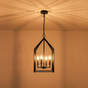 Farmhouze Light - Industrial 4 - Light Matte Black Cage Pendant Light - Pendant - Black - 