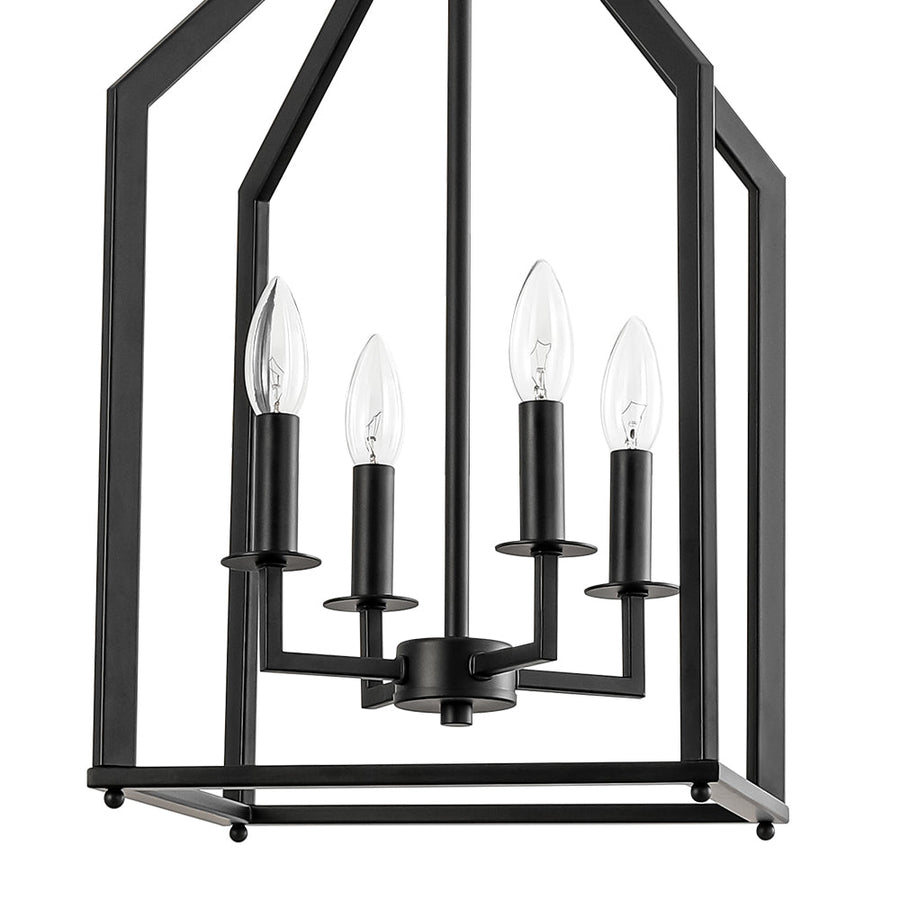 Farmhouze Light - Industrial 4 - Light Matte Black Cage Pendant Light - Pendant - Black - 