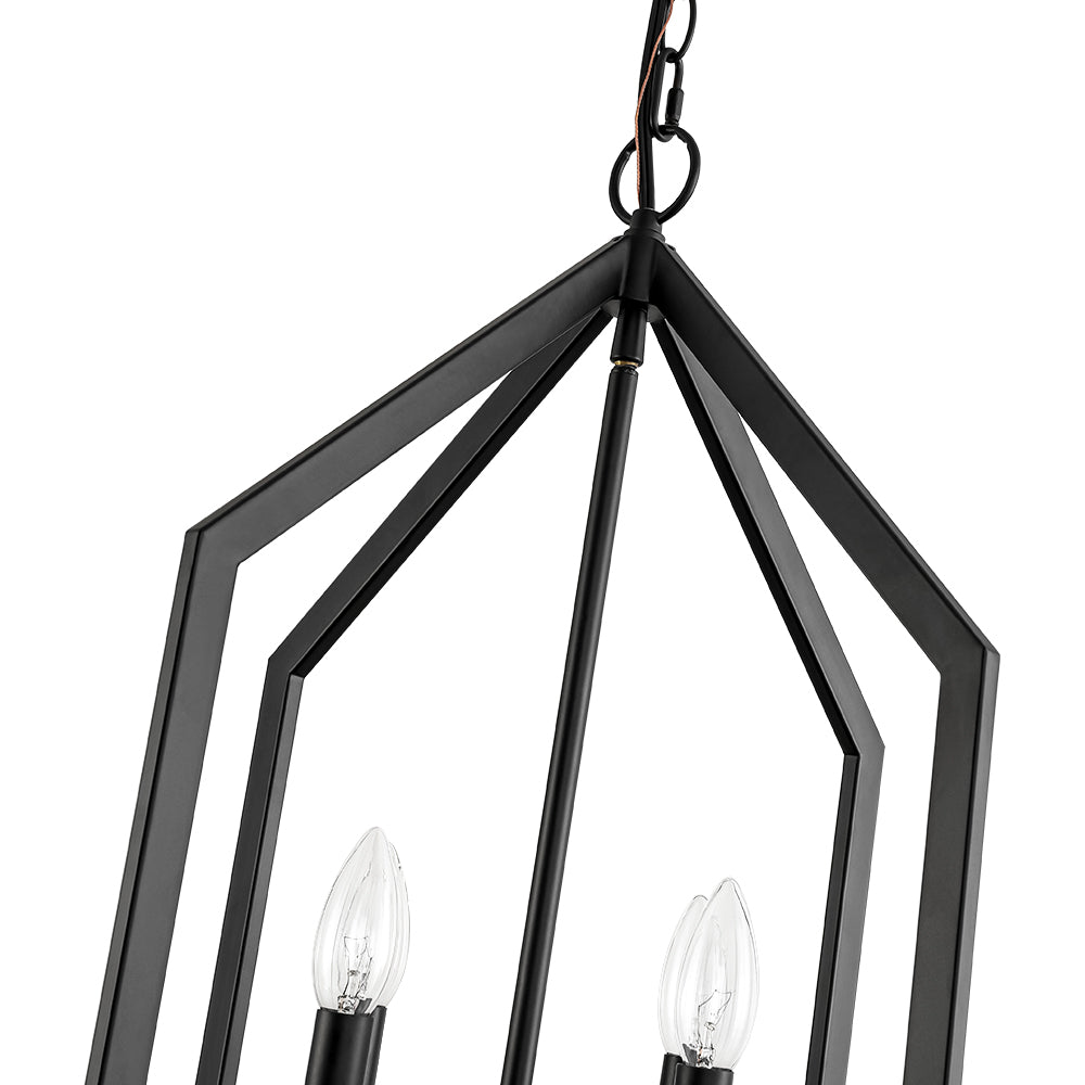 Industrial 4-Light Matte Black Cage Pendant Light | Farmhouze Light