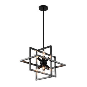 Farmhouze Light - Industrial 8 - Light Black Sputnik Square Cage Pendant - Pendant - Black - 