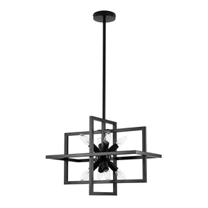 Farmhouze Light - Industrial 8 - Light Black Sputnik Square Cage Pendant - Pendant - Black - 