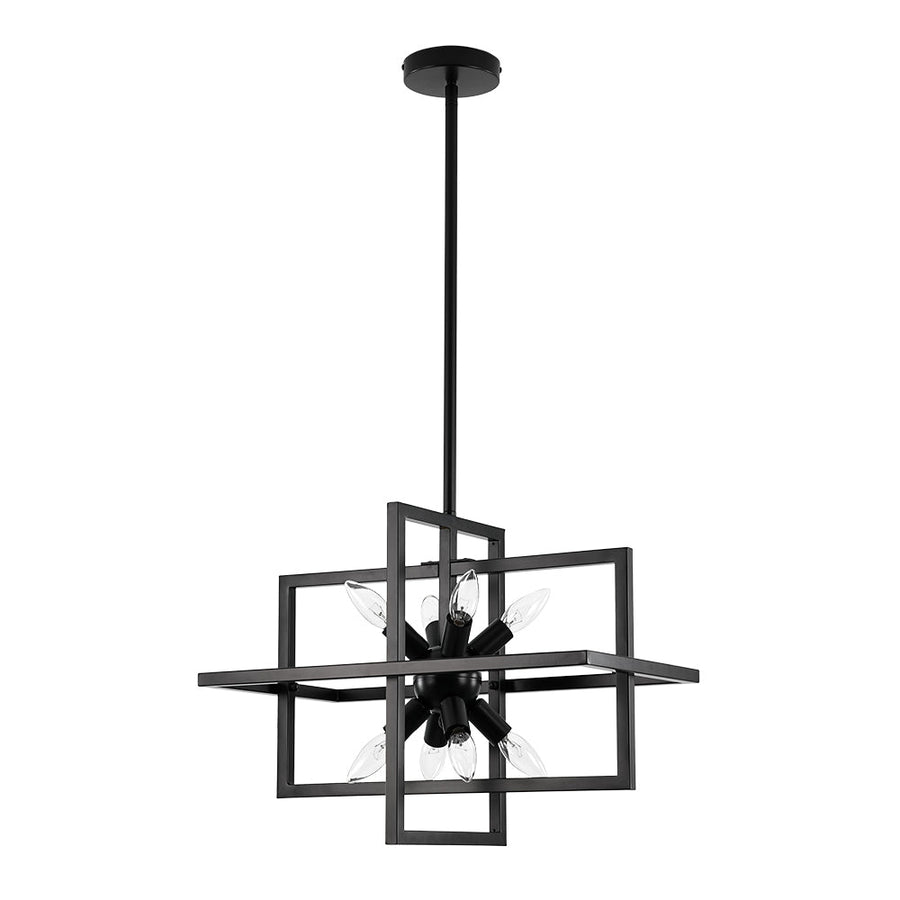 Farmhouze Light - Industrial 8 - Light Black Sputnik Square Cage Pendant - Pendant - Black - 