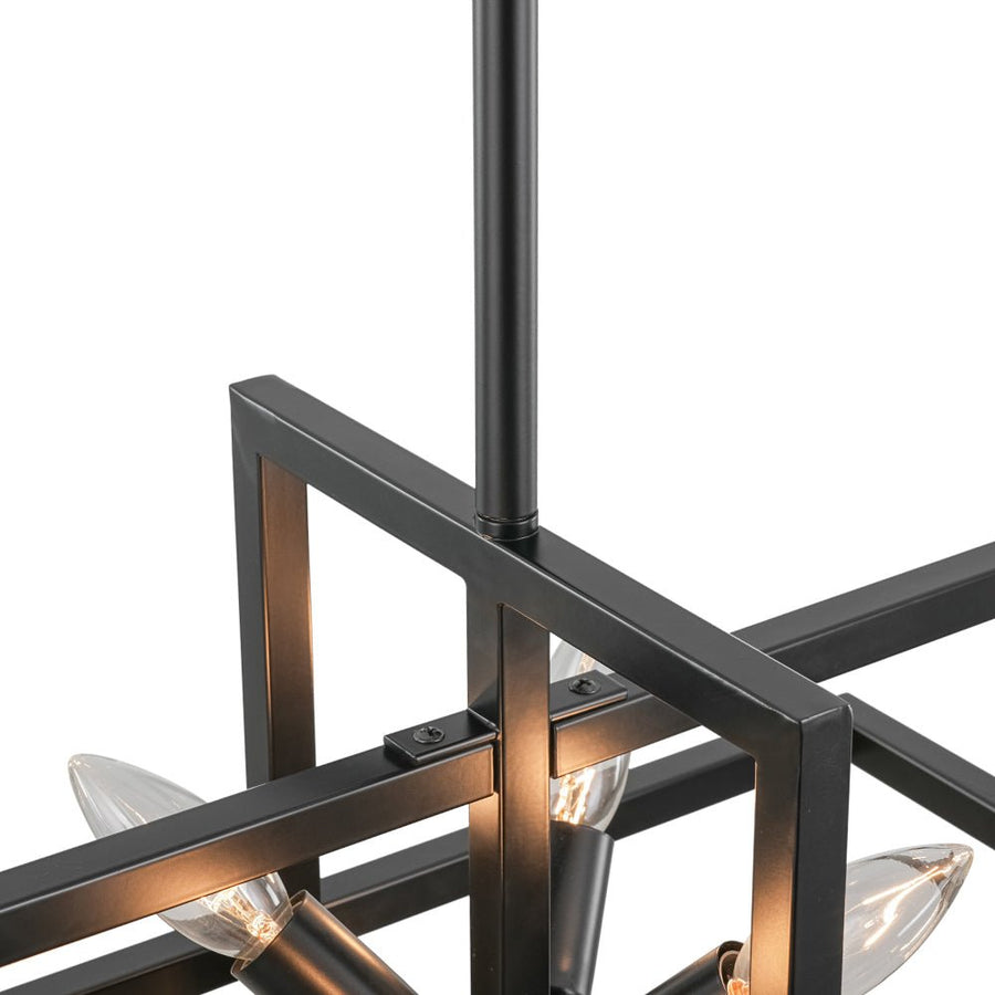Farmhouze Light - Industrial 8 - Light Black Sputnik Square Cage Pendant - Pendant - Black - 