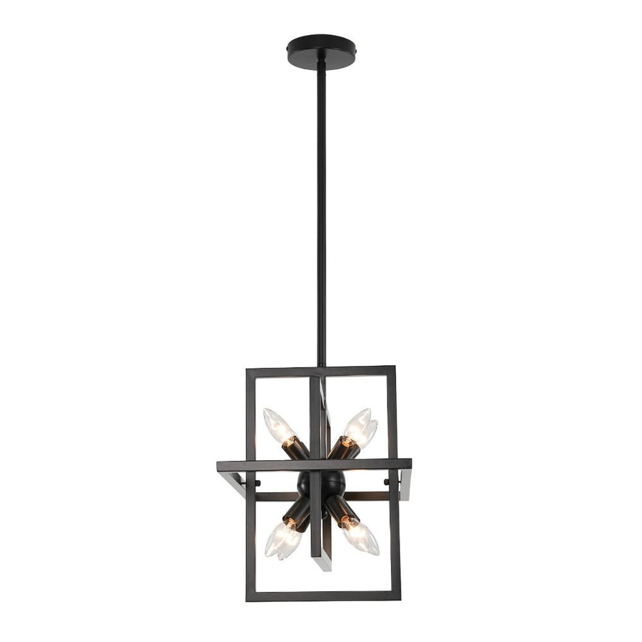 Farmhouze Light - Industrial 8 - Light Black Sputnik Square Cage Pendant - Pendant - Black - 