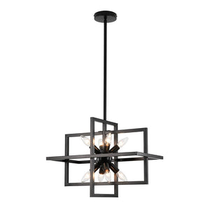 Farmhouze Light - Industrial 8 - Light Black Sputnik Square Cage Pendant - Pendant - Black - 