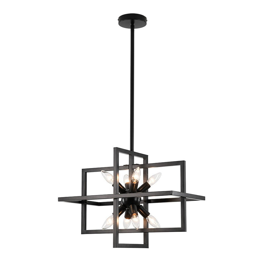 Farmhouze Light - Industrial 8 - Light Black Sputnik Square Cage Pendant - Pendant - Black - 
