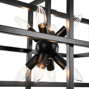 Farmhouze Light - Industrial 8 - Light Black Sputnik Square Cage Pendant - Pendant - Black - 