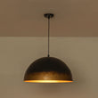 Load image into Gallery viewer, Farmhouze Light - Industrial Aged Black Gold Oversized Metal Dome Pendant - Chandelier - 23.6 in - 
