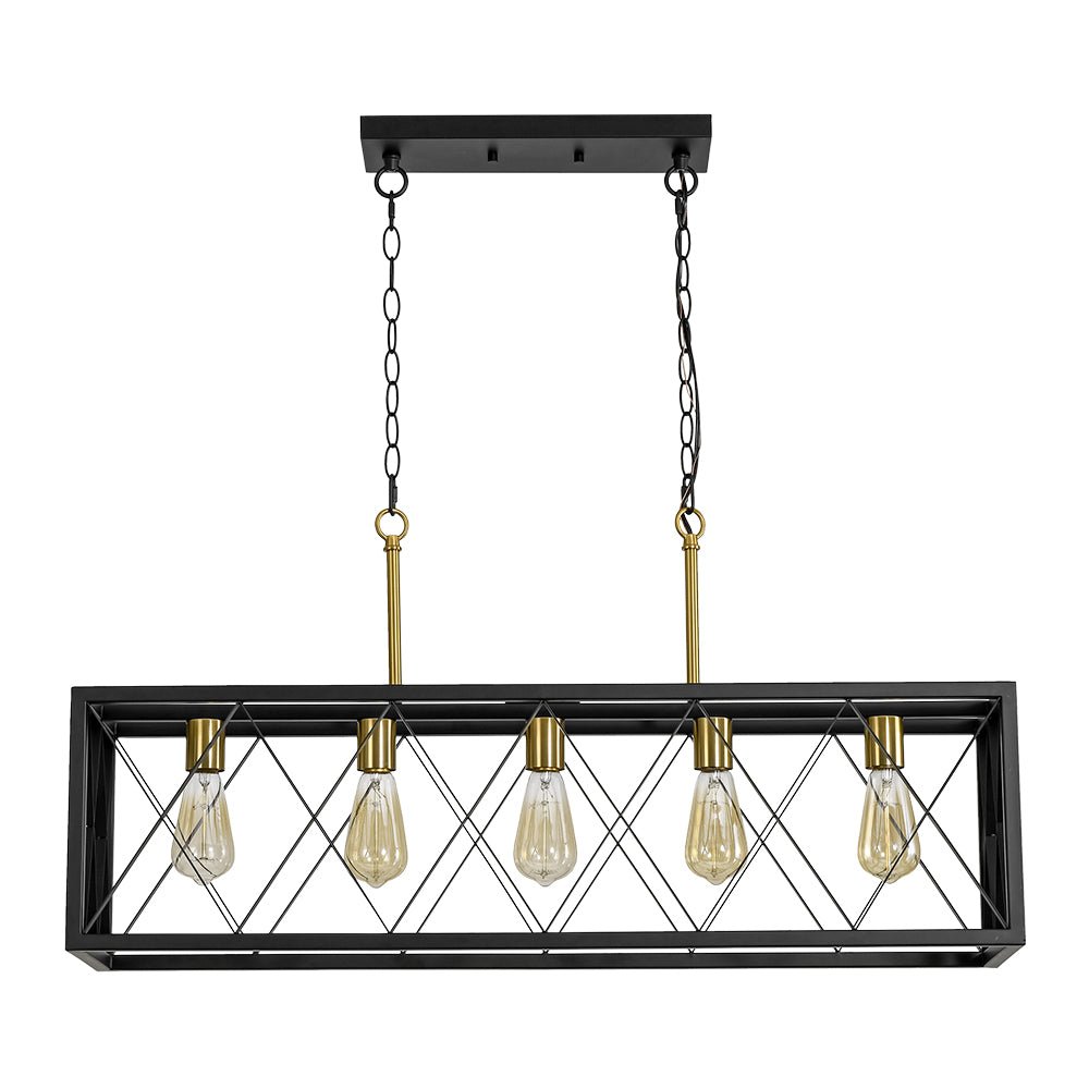 Industrial Rectangle Cage Linear Island Chandelier | Farmhouze Light