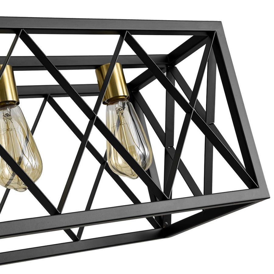 Industrial Rectangle Cage Linear Island Chandelier | Farmhouze Light