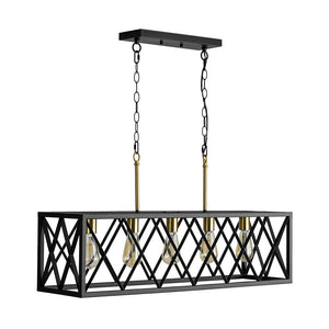 Farmhouze Light - Industrial Black Rectangle Cage Linear Island Chandelier - Chandelier - 36in - 