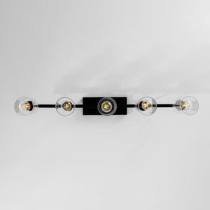 Farmhouze Light - Industrial Black Seeded Glass Linear Island Pendant / Semi Flush - Chandelier - Black - 
