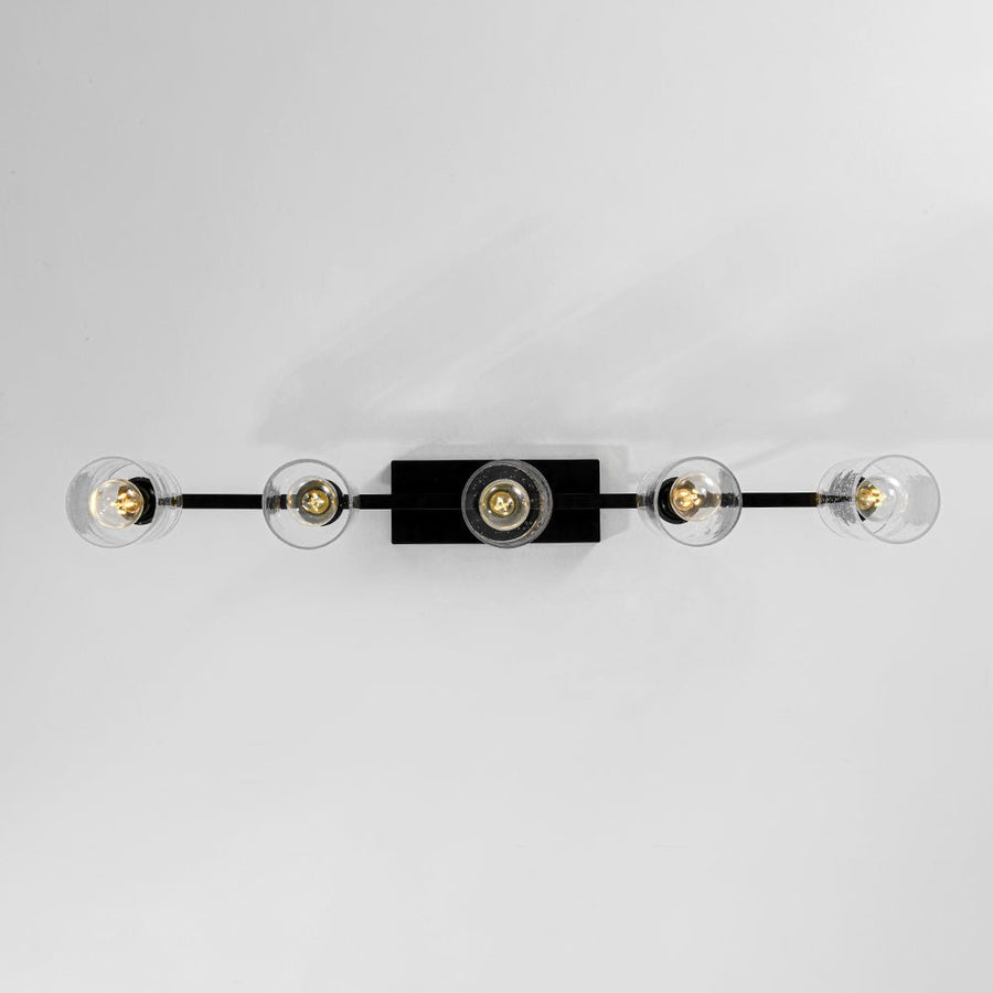 Farmhouze Light - Industrial Black Seeded Glass Linear Island Pendant / Semi Flush - Chandelier - Black - 