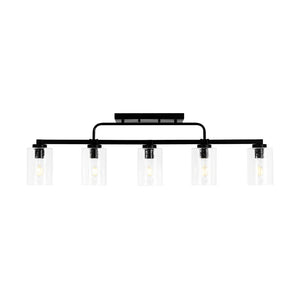 Farmhouze Light - Industrial Black Seeded Glass Linear Island Pendant / Semi Flush - Chandelier - Black - 