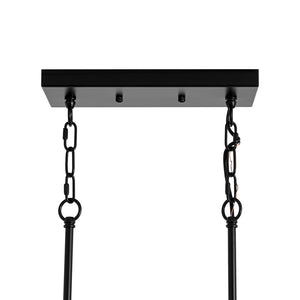 Farmhouze Light - Industrial Black Seeded Glass Linear Island Pendant / Semi Flush - Chandelier - Black - 