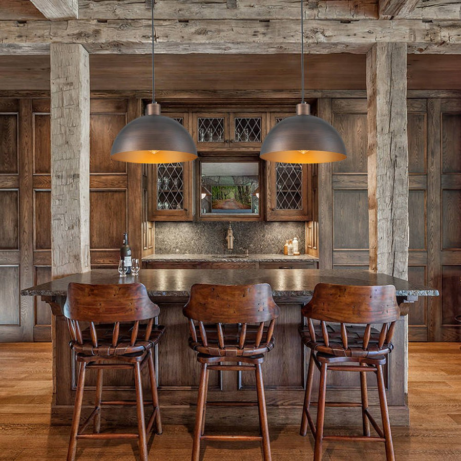 Farmhouze Light - Industrial Farmhouse Single Metal Dome Pendant Light - Chandelier - 11.8 inches - 