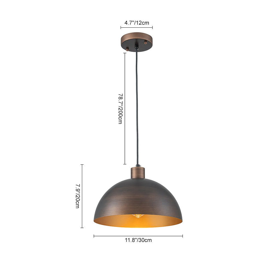 Farmhouze Light - Industrial Farmhouse Single Metal Dome Pendant Light - Chandelier - 11.8 inches - 