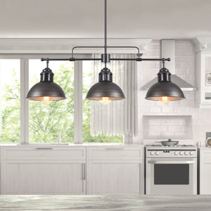 Farmhouze Light-Industrial Kitchen Linear Pot Lid Island Pendant Light-Chandelier-Antiqued Silver-
