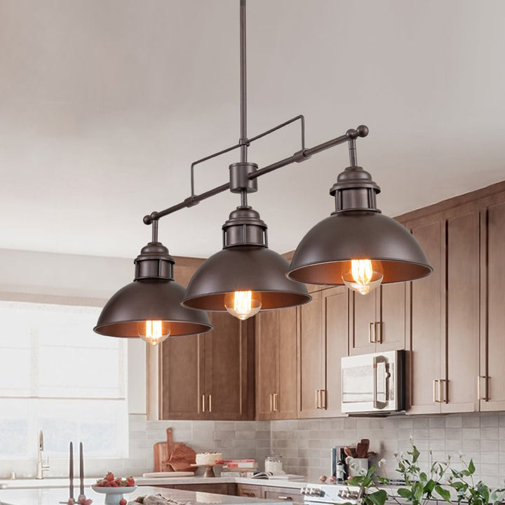 Farmhouze Light-Industrial Kitchen Linear Pot Lid Island Pendant Light-Chandelier-Oil-Rubbed Bronze-