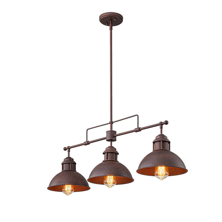 Farmhouze Light - Industrial Kitchen Linear Pot Lid Island Pendant Light - Chandelier - Red Rusty - 