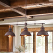 Load image into Gallery viewer, Farmhouze Light - Industrial Kitchen Linear Pot Lid Island Pendant Light - Chandelier - Red Rusty - 
