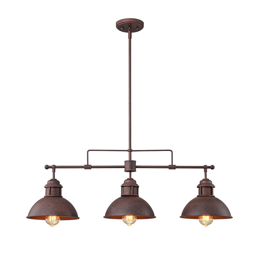 Farmhouze Light - Industrial Kitchen Linear Pot Lid Island Pendant Light - Chandelier - Red Rusty - 