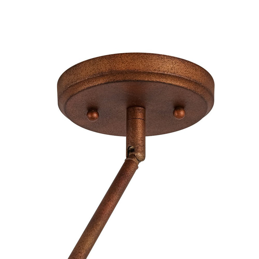 Farmhouze Light - Industrial Kitchen Linear Pot Lid Island Pendant Light - Chandelier - Rusted Bronze - 